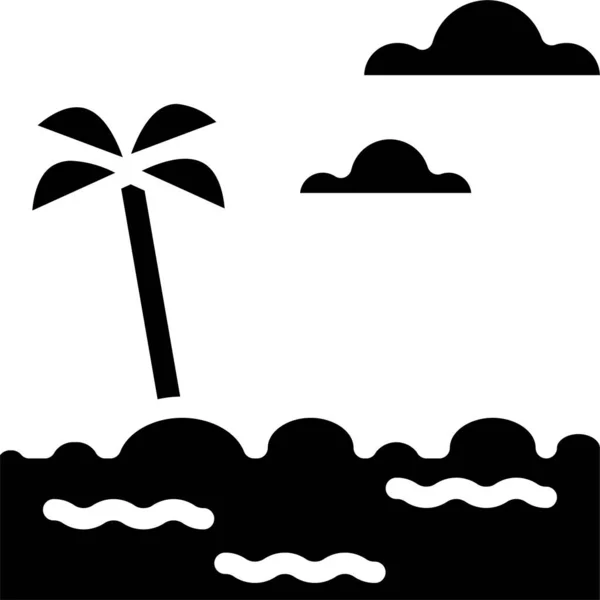 Beach Holidays Sunrise Icon Solid Style — 스톡 벡터