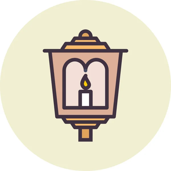 Easter Lamp Lantern Icon Filled Outline Style — Stock Vector