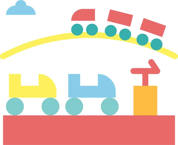 Amusement Park Roller Coaster Flat Icon Flat Style — Stockový vektor