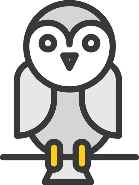 Bird Halloween Owl Icon Filled Outline Style — Stockový vektor
