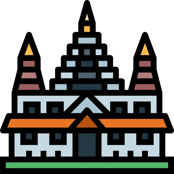 Pattaya Temple Thailand Icône Dans Style Contour Rempli — Image vectorielle