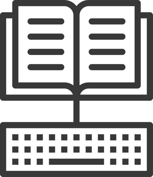 Book Learning Keyboard Icon Outline Style — Vector de stock
