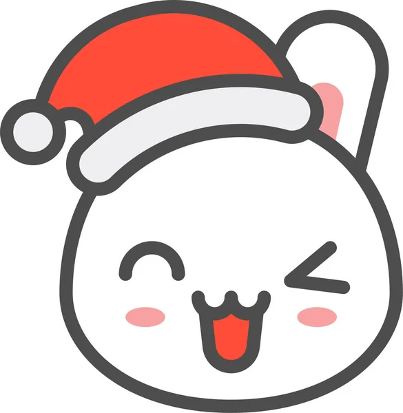 Bunny Christmas Emoji Icon Filled Outline Style — Stock Vector