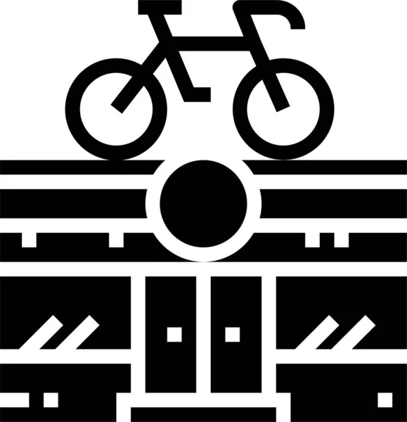 Иконка Магазина Велосипедов Твердом Стиле — стоковый вектор