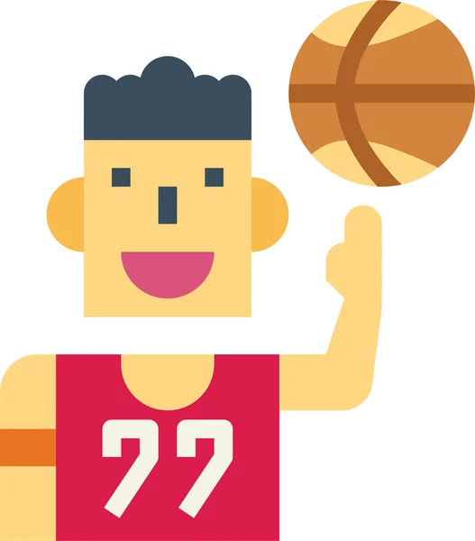 Athlete Avatar Basketball Icon Flat Style — Stockový vektor
