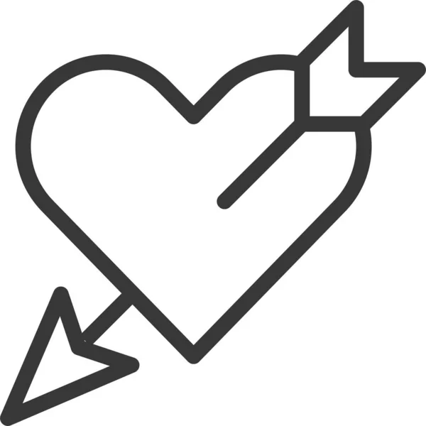 Arrow Cupid Heart Icon Outline Style — Stock Vector