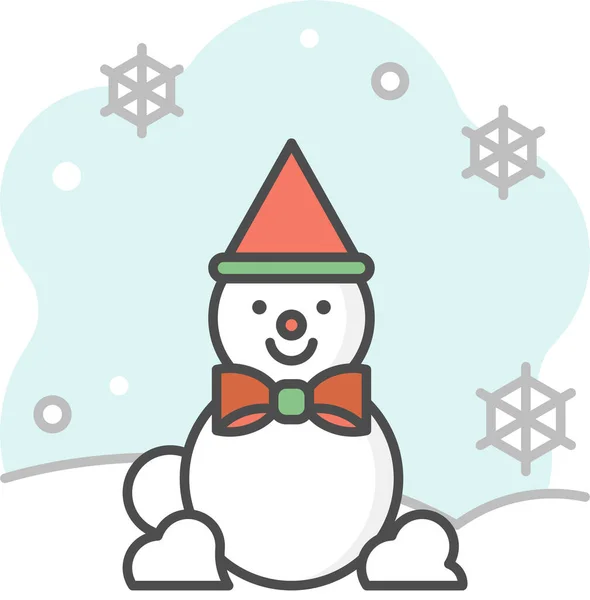 Bałwan Boże Narodzenie Uroczystości Ikona Kategorii Zima — Wektor stockowy