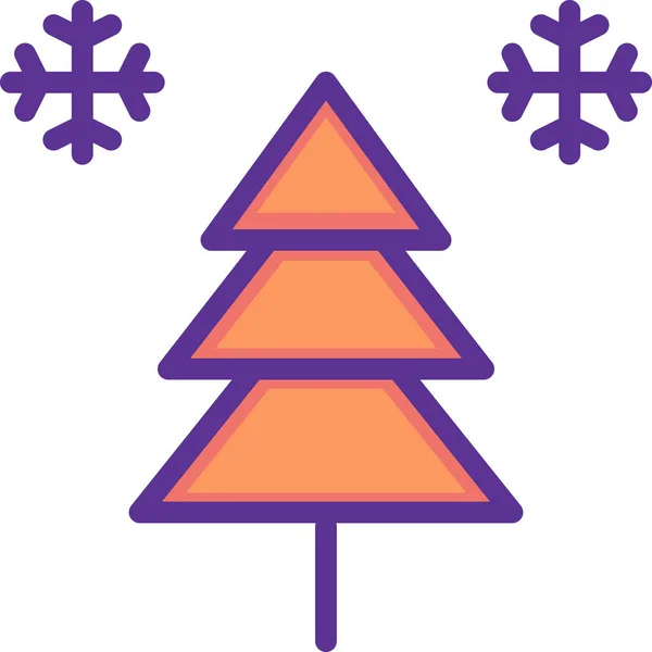Χριστούγεννα Εικονίδιο Δέντρο Χιόνι Στυλ Γεμάτο Περίγραμμα — Διανυσματικό Αρχείο