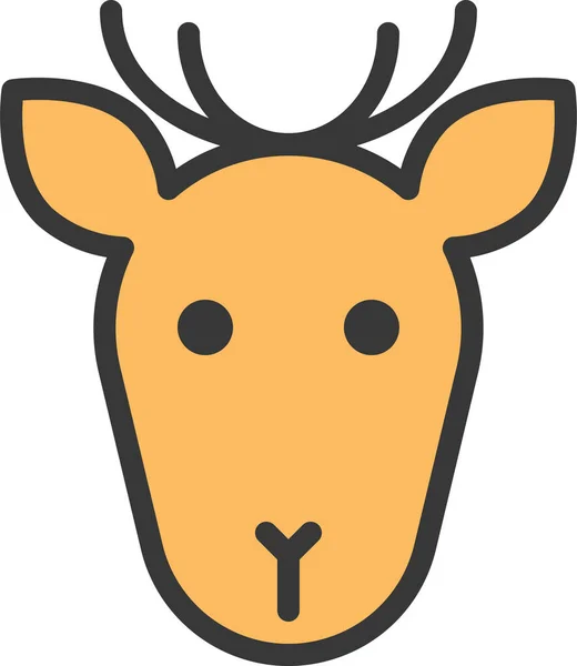 Icono Cara Venado Animal Estilo Contorno Lleno — Vector de stock