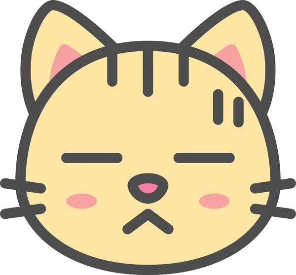 Bored Cat Cute Icon Filled Outline Style — Stock vektor