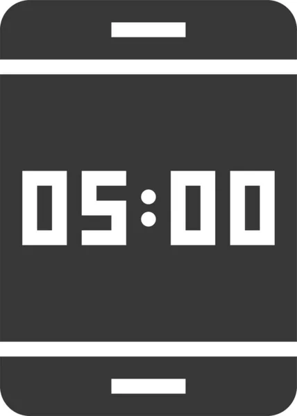 Reloj Despertador Icono Móvil Estilo Sólido — Vector de stock