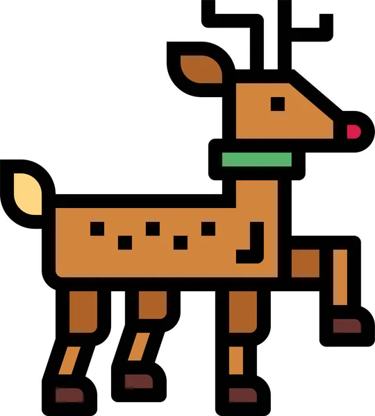 Animal Mammal Reindeer Icon Filled Outline Style — Stockový vektor