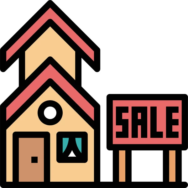 House Sale Sign Icon Filled Outline Style — Διανυσματικό Αρχείο