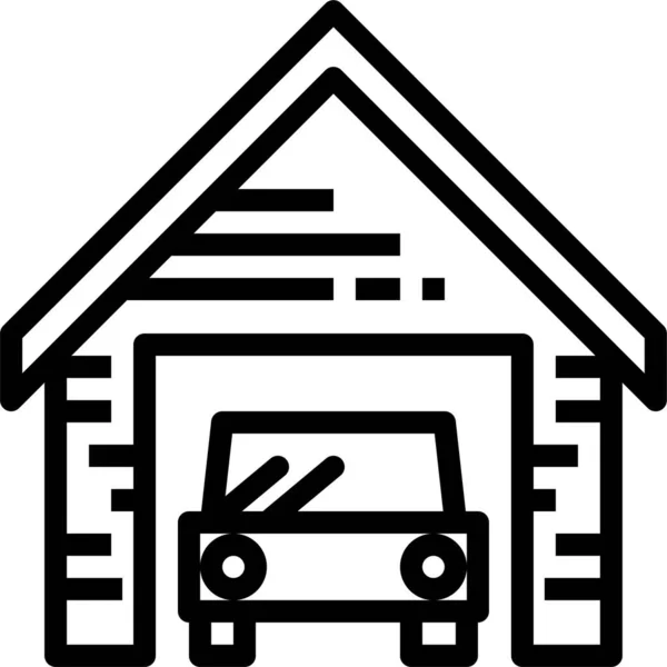 Car Garage House Icon Outline Style — Stock Vector