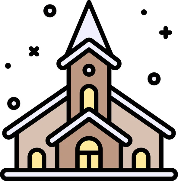 Icono Nieve Invierno Ciudad Estilo Contorno Lleno — Vector de stock