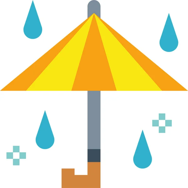 Protection Rainy Umbrella Icon Flat Style — Stock Vector