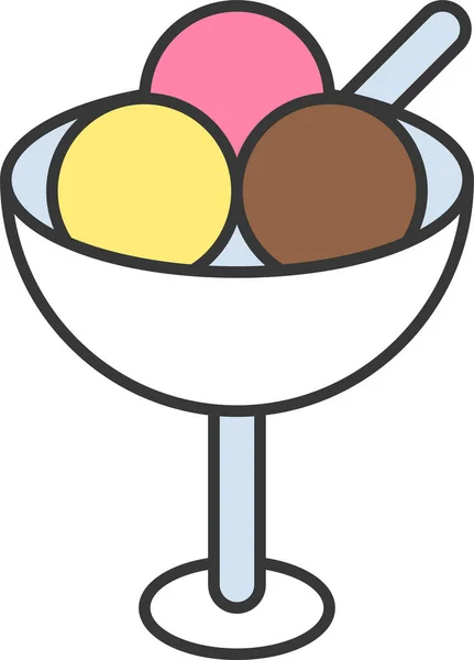 填饱肚子的甜食冰淇淋图标 轮廓风格 — 图库矢量图片
