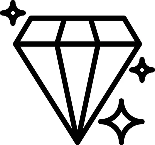 Διαμάντι Διαμάντι Διαμάντι Εικονίδιο Κόσμημα Στυλ Περίγραμμα — Διανυσματικό Αρχείο