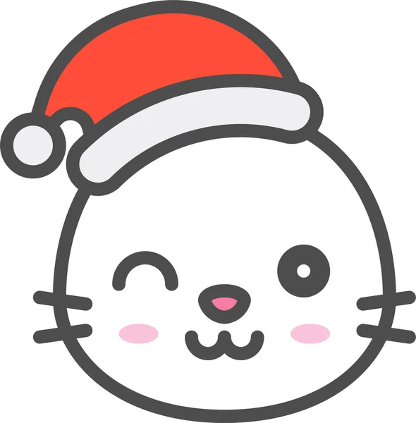 Animal Avatar Icône Noël Dans Style Contour Rempli — Image vectorielle