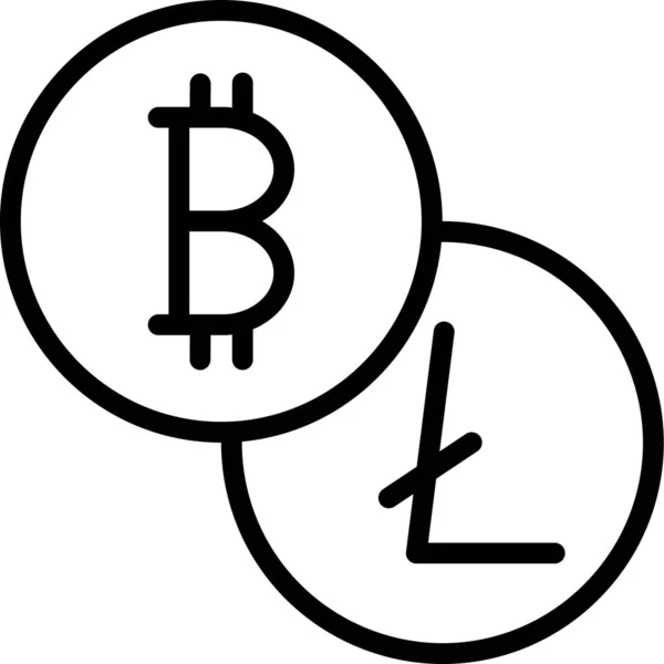 Bitcoin Currency Digital Icon Outline Style — Stock Vector