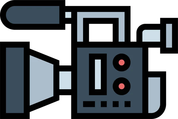 Иконка Фильма Камерой Стиле Заполненного Контура — стоковый вектор