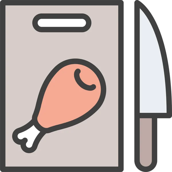 Cocina Cocina Icono Tabla Cortar Estilo Contorno Lleno — Vector de stock