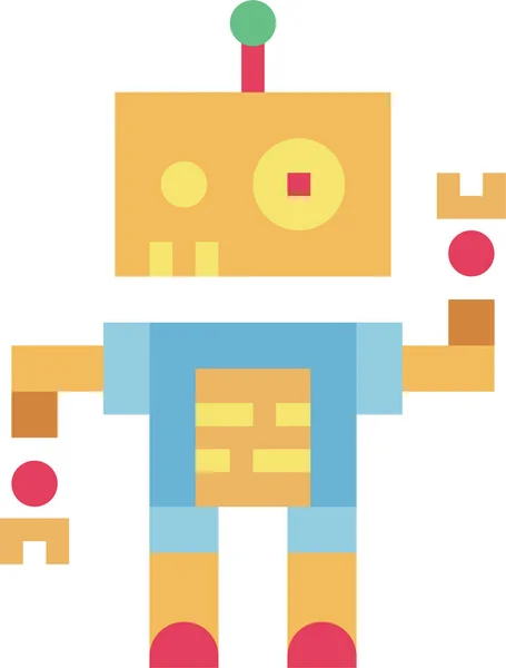 Дитячий Металевий Робот Значок Плоскому Стилі — стоковий вектор