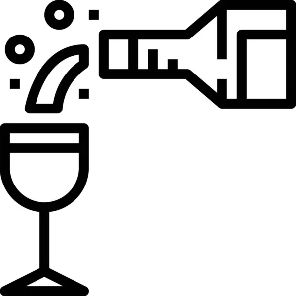 Icono Fiesta Cristal Alcohol Estilo Del Esquema — Vector de stock