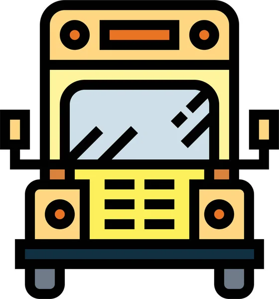 バススクールの交通アイコンをフルアウトライン形式で表示 — ストックベクタ