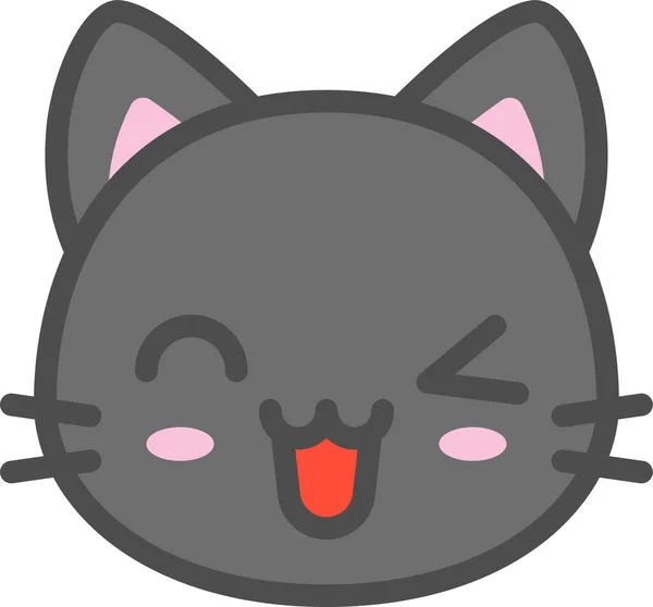 Avatar Cat Cute Icon Filled Outline Style — Vettoriale Stock