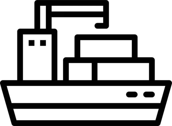 Βάρκα Εμπορευματοκιβώτια Εικονίδιο Στυλ Περίγραμμα — Διανυσματικό Αρχείο