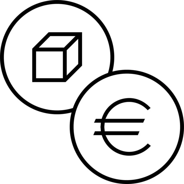 Coût Euro Paquet Icône Dans Style Contour — Image vectorielle