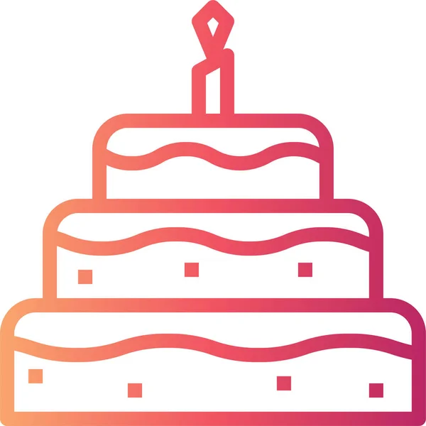 Panadería Pastel Cumpleaños Icono Estilo Suave — Vector de stock