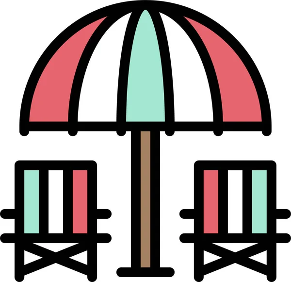 Beach Chair Beach Umbrella Holiday Icon Summer Category — Stock vektor