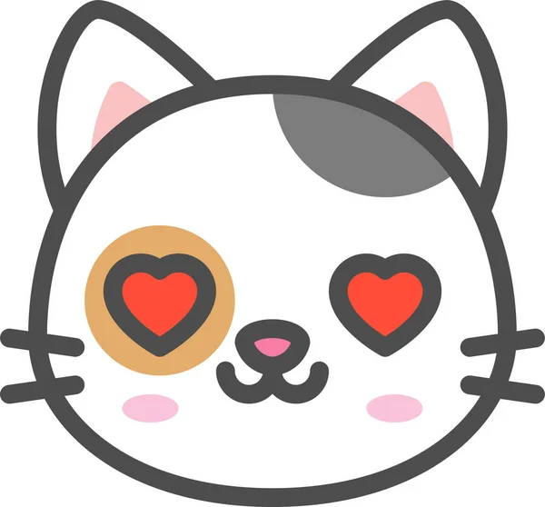 Avatar Calico Cat Icon Filled Outline Style — Vettoriale Stock