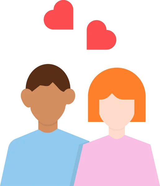 Icône Coeur Couple Jour Dans Style Plat — Image vectorielle