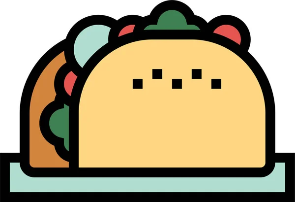 Comida Almuerzo Mexicano Icono Estilo Contorno Lleno — Vector de stock