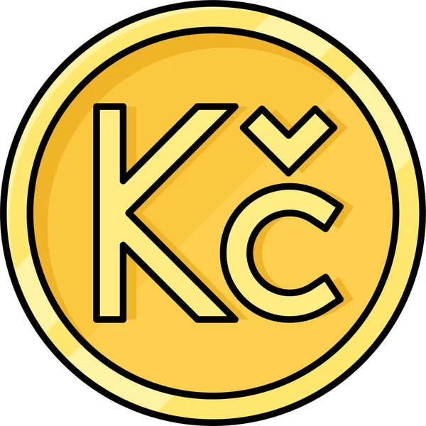 Coin Currency Czech Republic Koruna Icon — Stock Vector