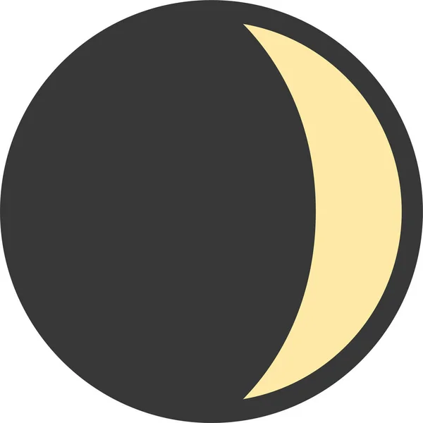 Cuarto Luna Icono Del Tercer Trimestre Estilo Contorno Lleno — Vector de stock