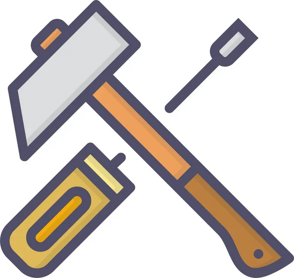 Hammer Μηχανικό Εργαλείο Εικονίδιο Στυλ Γεμάτο Περίγραμμα — Διανυσματικό Αρχείο