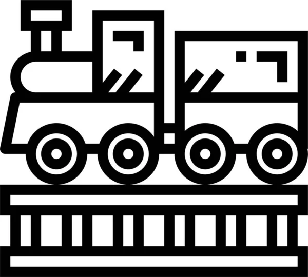 Ikona Pociągu Kolejowego Lokomotywa Stylu Zarysu — Wektor stockowy