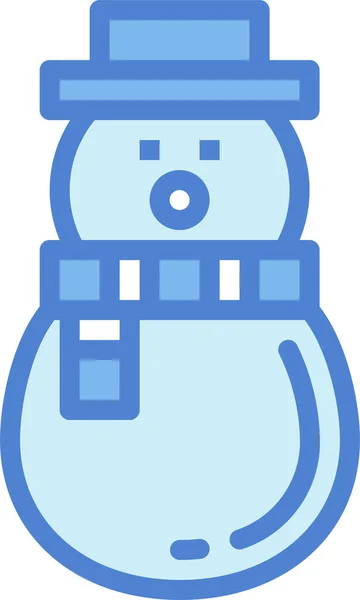 Cold Snow Snowman Icon Filled Outline Style — Stock Vector