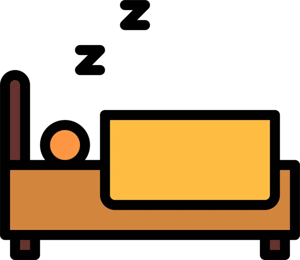 Cama Icono Del Hotel Albergue Estilo Contorno Lleno — Vector de stock