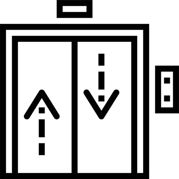 Pintu Bawah Ikon Lift Dalam Gaya Outline - Stok Vektor