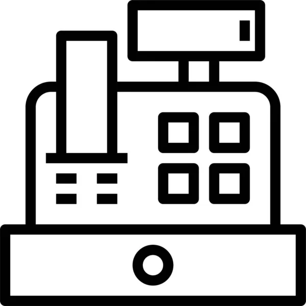 Icona Gestione Aziendale Contante Schema Registro Cassa Stile Contorno — Vettoriale Stock