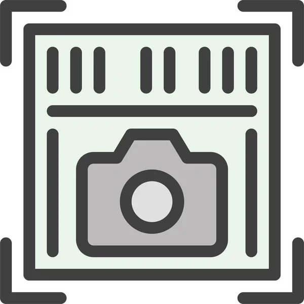 Scannen Foto Scan Barcode Pictogram Gevulde Outline Stijl — Stockvector
