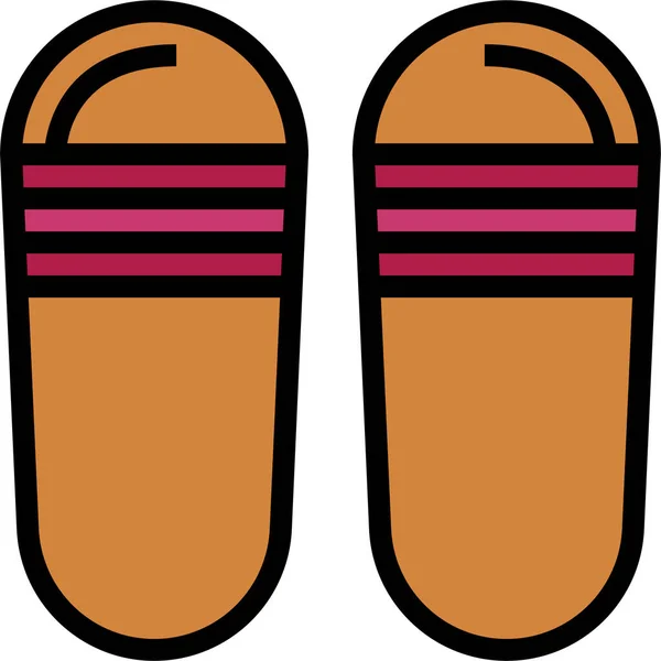 Fußbekleidung Mit Flip Flops Stil Gefüllter Umrisse — Stockvektor