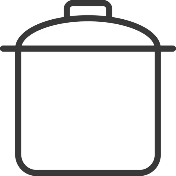 Κουζίνα Μαγειρικά Σκεύη Εικονίδιο Κατσαρόλα Στυλ Περίγραμμα — Διανυσματικό Αρχείο