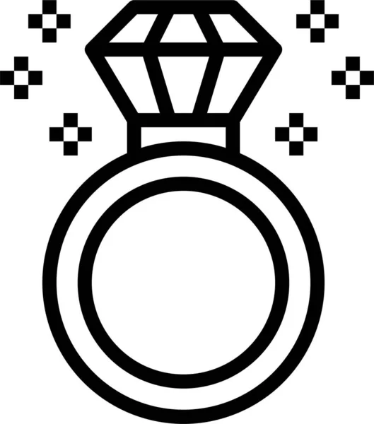 Διαμάντι Κόσμημα Δαχτυλίδι Εικονίδιο Στυλ Περίγραμμα — Διανυσματικό Αρχείο
