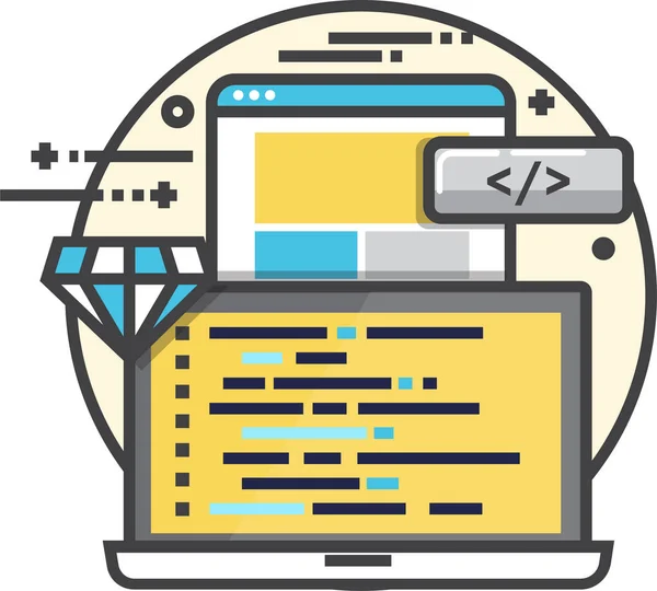 Ícone Internet Desenvolvimento Codificação Estilo Esboço Preenchido —  Vetores de Stock